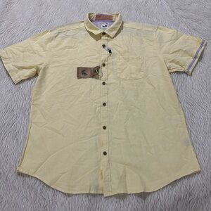 Alexander Julian 100% organic cotton yellow button down shirt size xl new